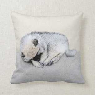 Almofada Keeshond Dormindo Puppy Pintura Original