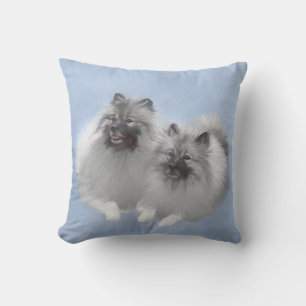 Almofada Keeshond Pair de Kees pintando Arte Animal Origina