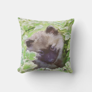 Almofada Keeshond Puppy na Pintura Original