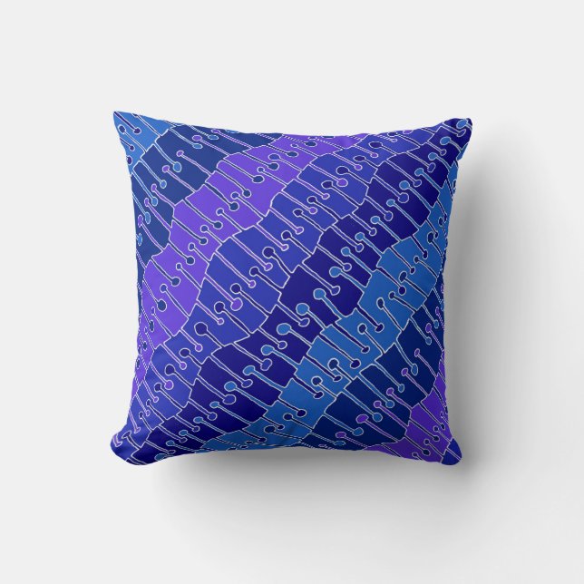 Almofada Keet Seel no roxo, no azul e no branco (Frente)