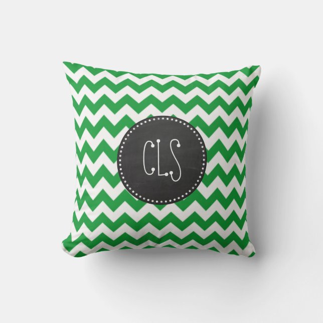 Almofada Kelly Green Chevron Stripes; Olhar para o quadro (Frente)