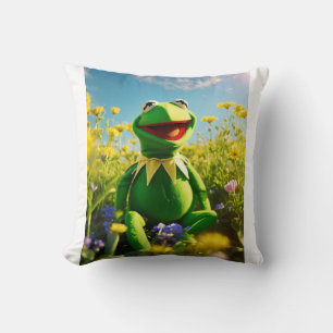 Almofada Kermit, o sapo, feliz, leve.