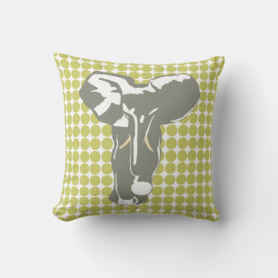 Almofada Khaki Safari Dot com Elefante de Arte Pop