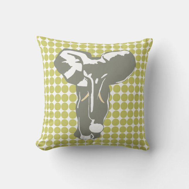 Almofada Khaki Safari Dot com Elefante Pop (Frente)