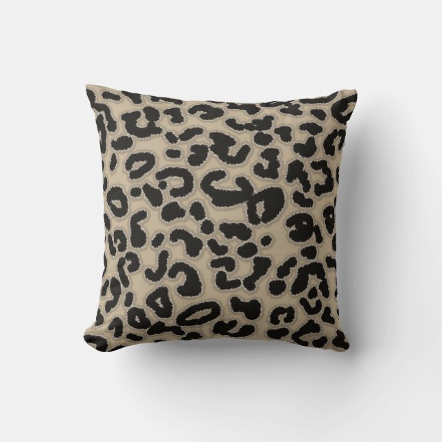 Almofada Khaki, Tan, Impressão Animal Leopardo (Frente)