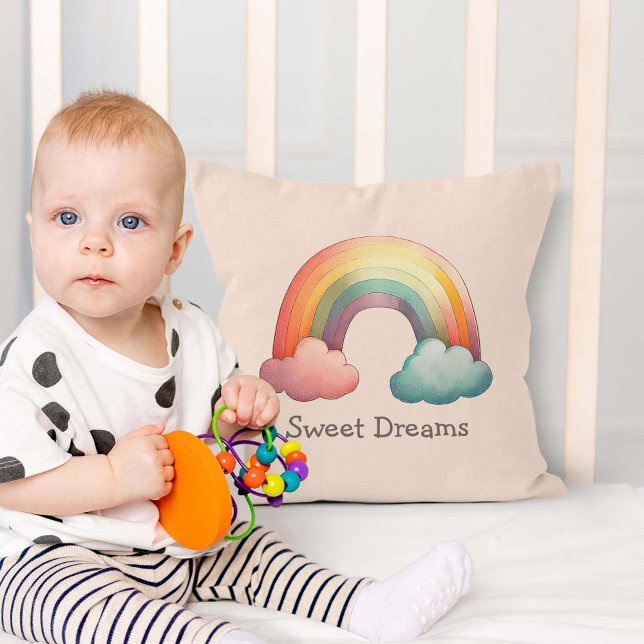 Almofada Kids Whimsical Pastel Rainbow in Clouds (Criador carregado)