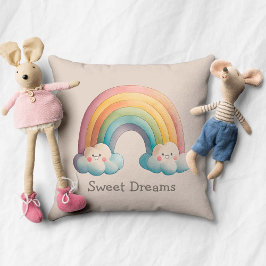 Almofada Kids Whimsical Pastel Rainbow in Clouds