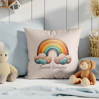 Almofada Kids Whimsical Pastel Rainbow in Clouds