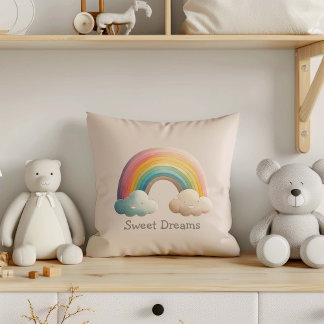 Almofada Kids Whimsical Pastel Rainbow in Clouds