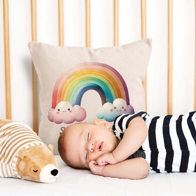 Almofada Kids Whimsical Pastel Rainbow in Clouds (Criador carregado)