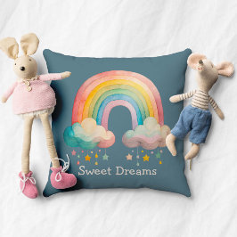 Almofada Kids Whimsical Pastel Rainbow in Clouds