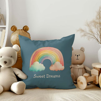 Almofada Kids Whimsical Pastel Rainbow in Clouds