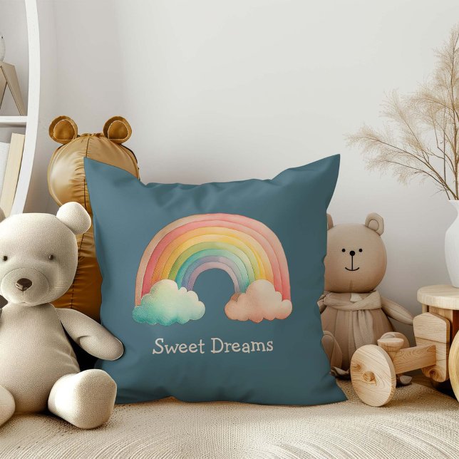 Almofada Kids Whimsical Pastel Rainbow in Clouds (Criador carregado)