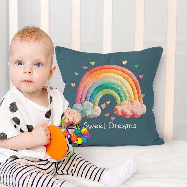 Almofada Kids Whimsical Pastel Rainbow in Clouds (Criador carregado)