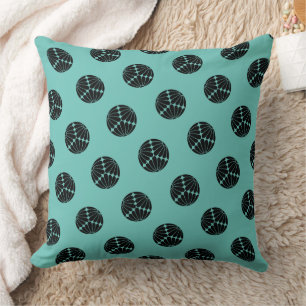 Almofada Kiku Chrysanthemum Mon Black Teal Art Oriental