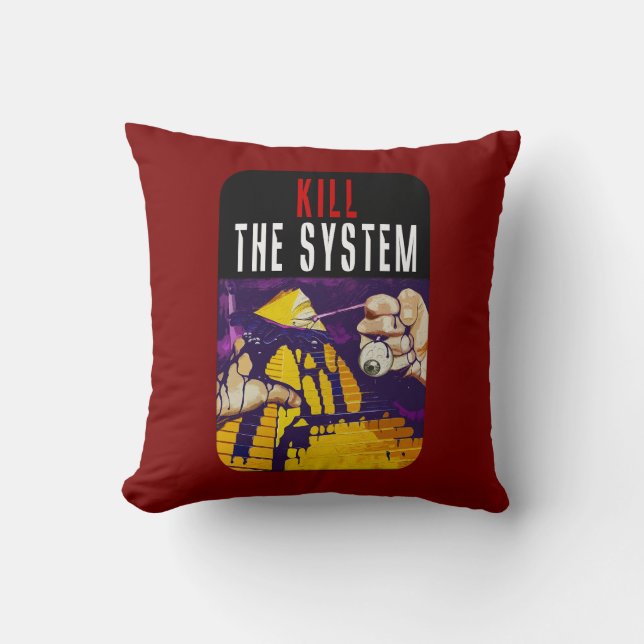 Almofada Kill the System Anti-Establishment Pyramid Eye Art (Frente)