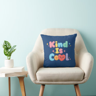 Almofada Kind é legal Tipografia Bolha Pastel Retro para La
