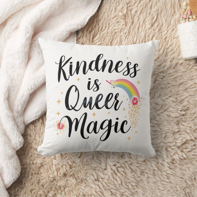 Almofada Kindness Is Queer Magic Rainbow Quote LGBTQ+ (Cobertor)