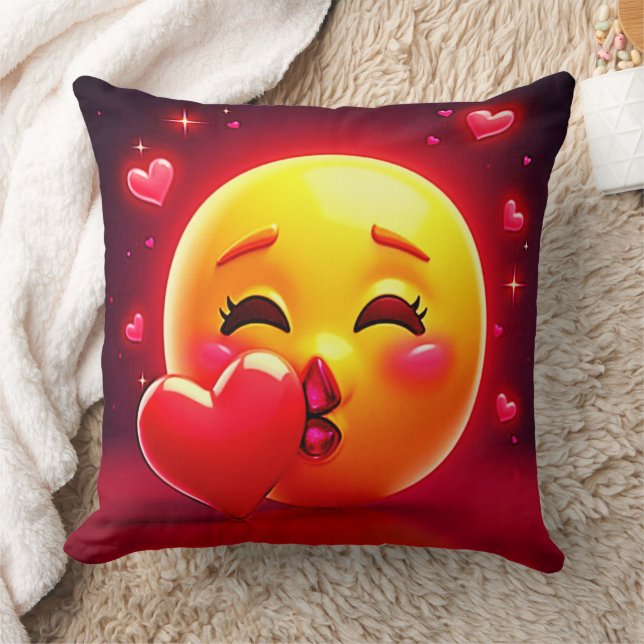 Almofada Kiss Emoji: Love and Hearts Art (Cobertor)