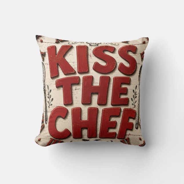 Almofada Kiss the Chef Rustic Farmhouse Kitchen (Frente)