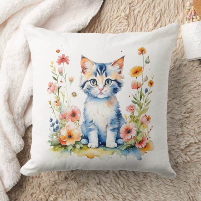Almofada Kit de Gatinho Personalizado e Nome do Bebê com Fl (Cobertor)