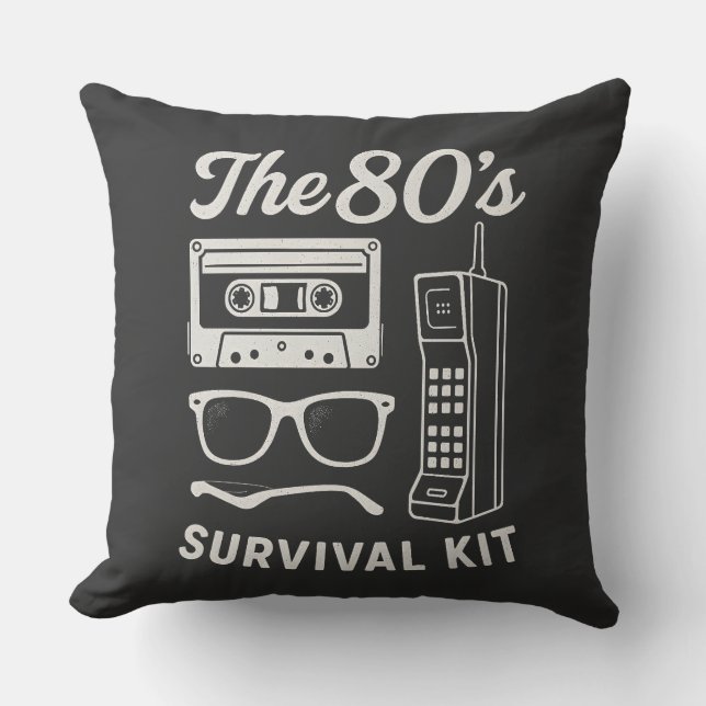 Almofada Kit de Sobrevivência Retro dos Anos 80 Design Esté (Frente)