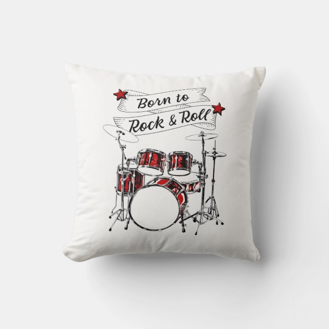 Almofada Kit de tambor para o Nascer de Rock & Roll Drummer (Frente)