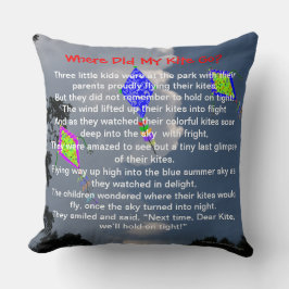 Almofada Kite Flying Clouds Poem PERSONALIZE NOMES 20x20