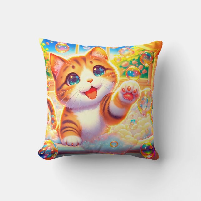 Almofada "Kitten Bubble Bliss" (Frente)