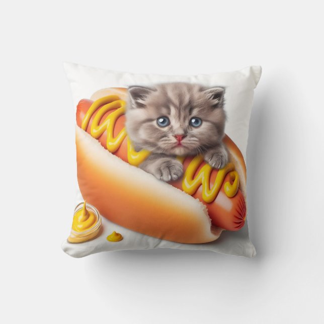 Almofada kitten in hot dog with mustard (Frente)