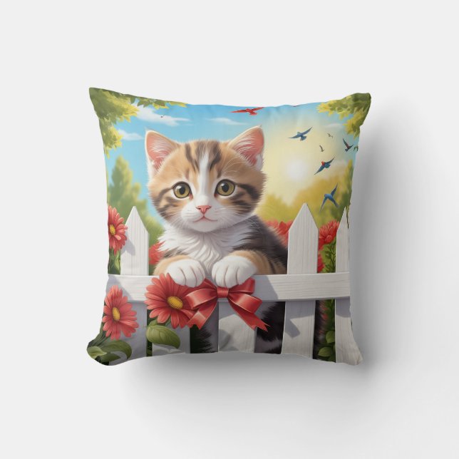 Almofada Kitten na cerca (Frente)