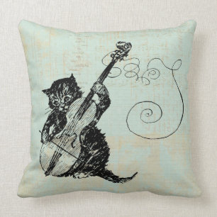 Almofada Kitten Tocando Ilustração De Gato De Música Tea