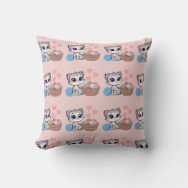 Almofada Kitten & Yarn Throw Pillow