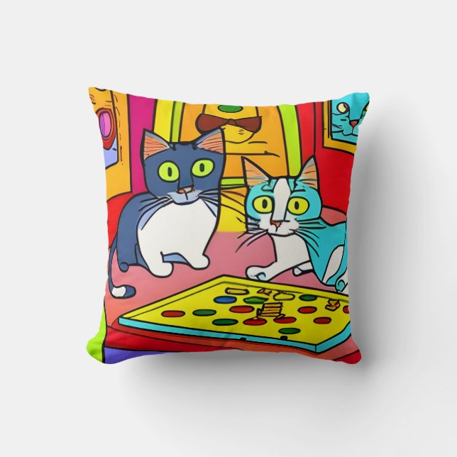 Almofada Kittie Cats Game Night (Frente)