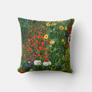 Almofada Klimt - Jardim de Fazenda com Sunflower,
