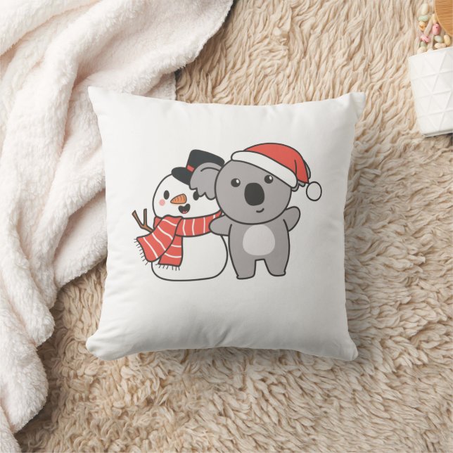 Almofada Koala Com Snowman No Inverno Para A Jogada De Nata (Cobertor)