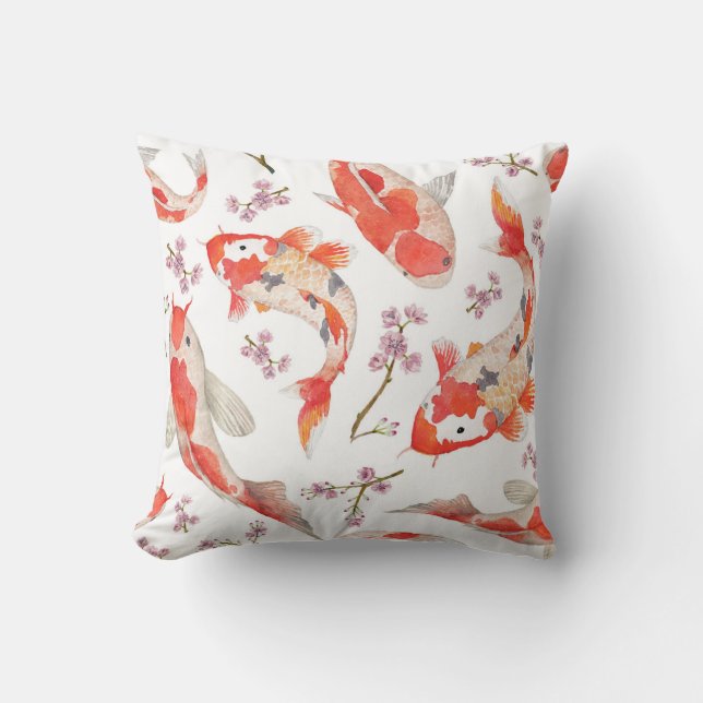 Almofada Koi e teste padrão da flor de cerejeira (Frente)
