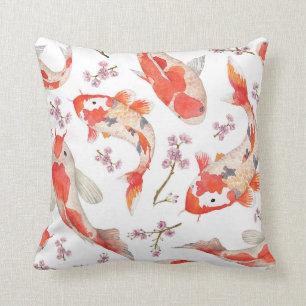Almofada Koi e teste padrão da flor de cerejeira