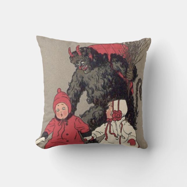 Almofada Krampus Perseguindo Crianças Interruptor (Frente)