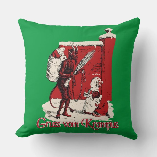 Almofada Krampus travou as crianças impertinentes (Frente)