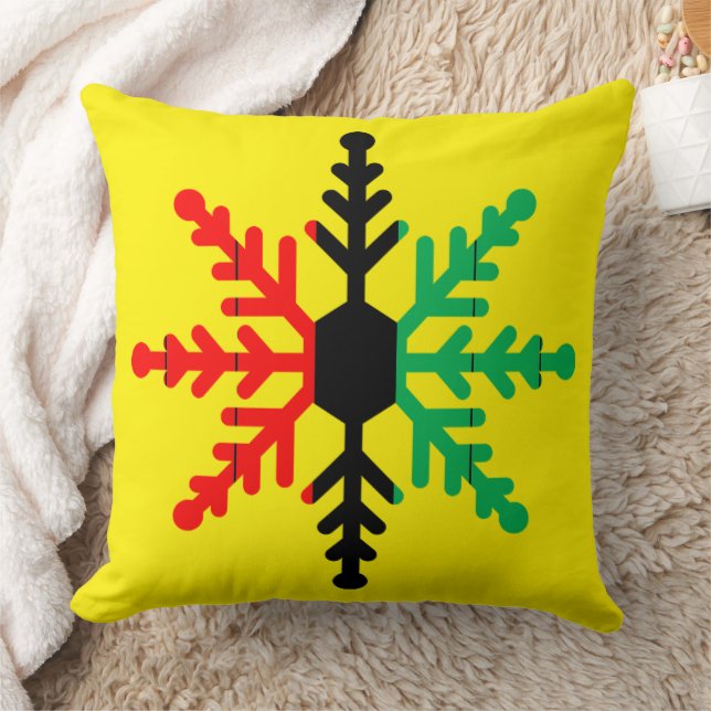 Almofada Kwanzaa Snowflake Bright Vermelho Negro Verde Amar (Cobertor)