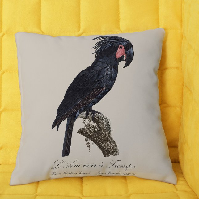 Almofada L' Ara Noir a Trompe / Palm Cockatoo (L' Ara Noir a Trompe / Palm Cockatoo. Throw Pillow)