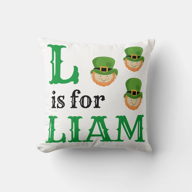 Almofada L é para o bebê Liam  (Frente)