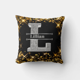 Almofada L Inicial De Prata Personalizado Monograma Seu Nom
