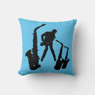 Almofada L Jazzman Black Saxophonist 2 Sax Jazz Travesseiro