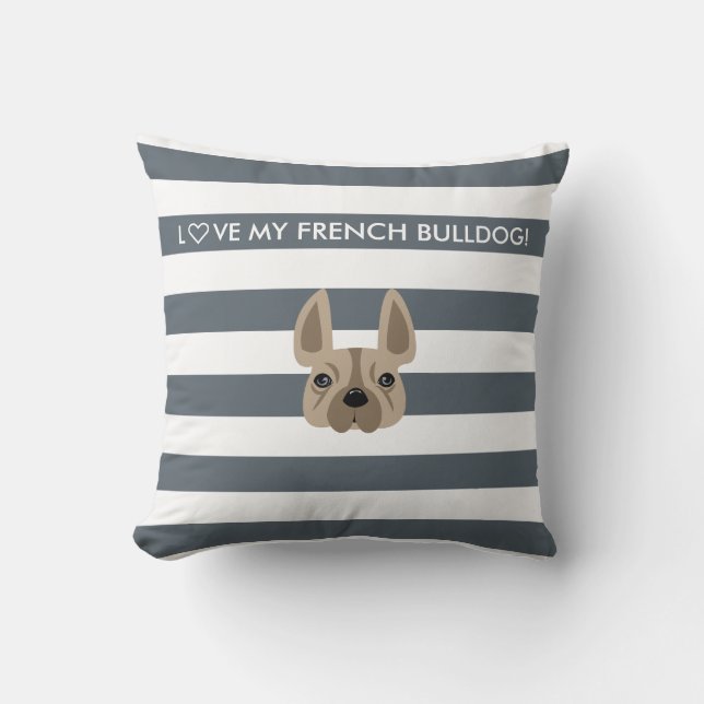 ALMOFADA L♡VE MEU BULDOGUE FRANCÊS! TRAVESSEIRO DECORATIVO (Frente)