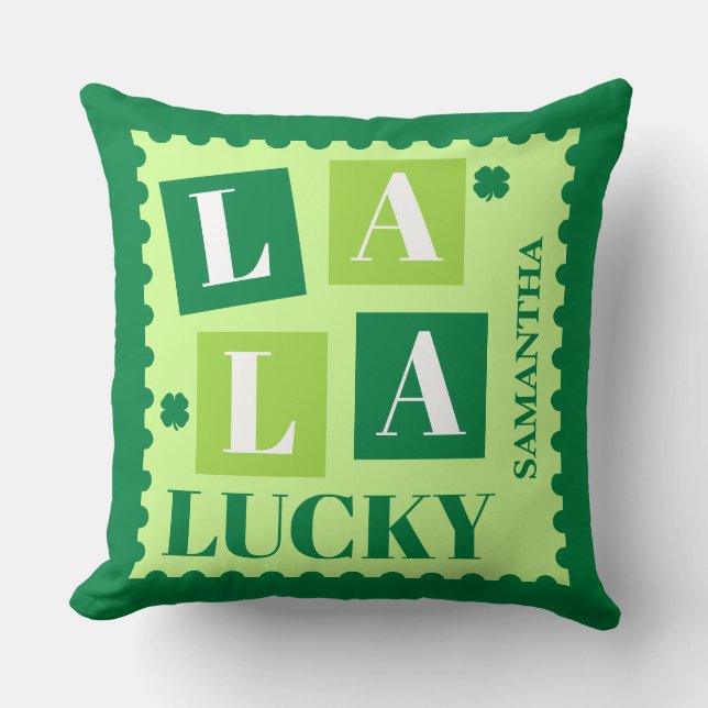 Almofada La La Lucky St. Patrick’s Day Personalizada (Frente)