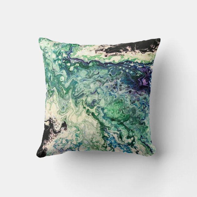 Almofada La Laguna pintura azul esbranquiçada (Verso)