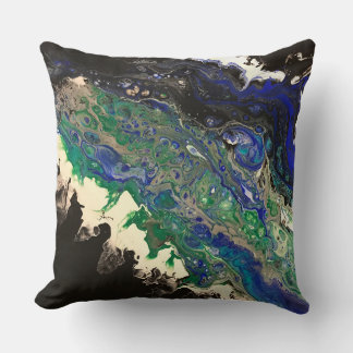 Almofada La Laguna pintura de branco azul-preto