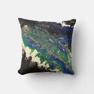 Almofada La Laguna pintura de branco azul-preto